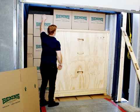 A Furniture Vault loaded in a cross border moving container